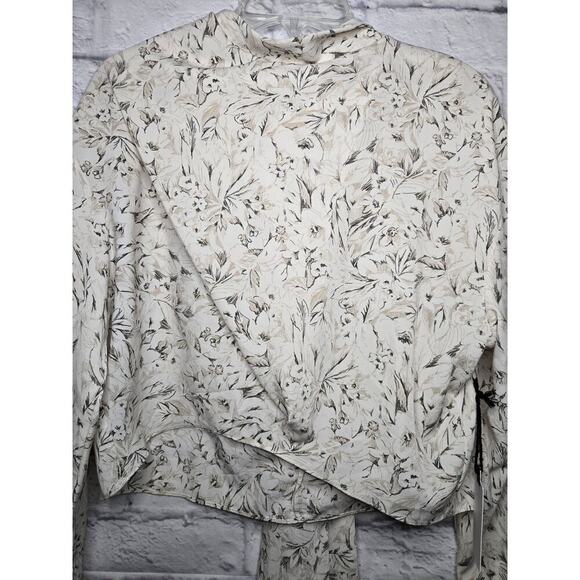 Astr The Label white sketch floral boho long sleeve crop top blouse Large. - Picture 7 of 12